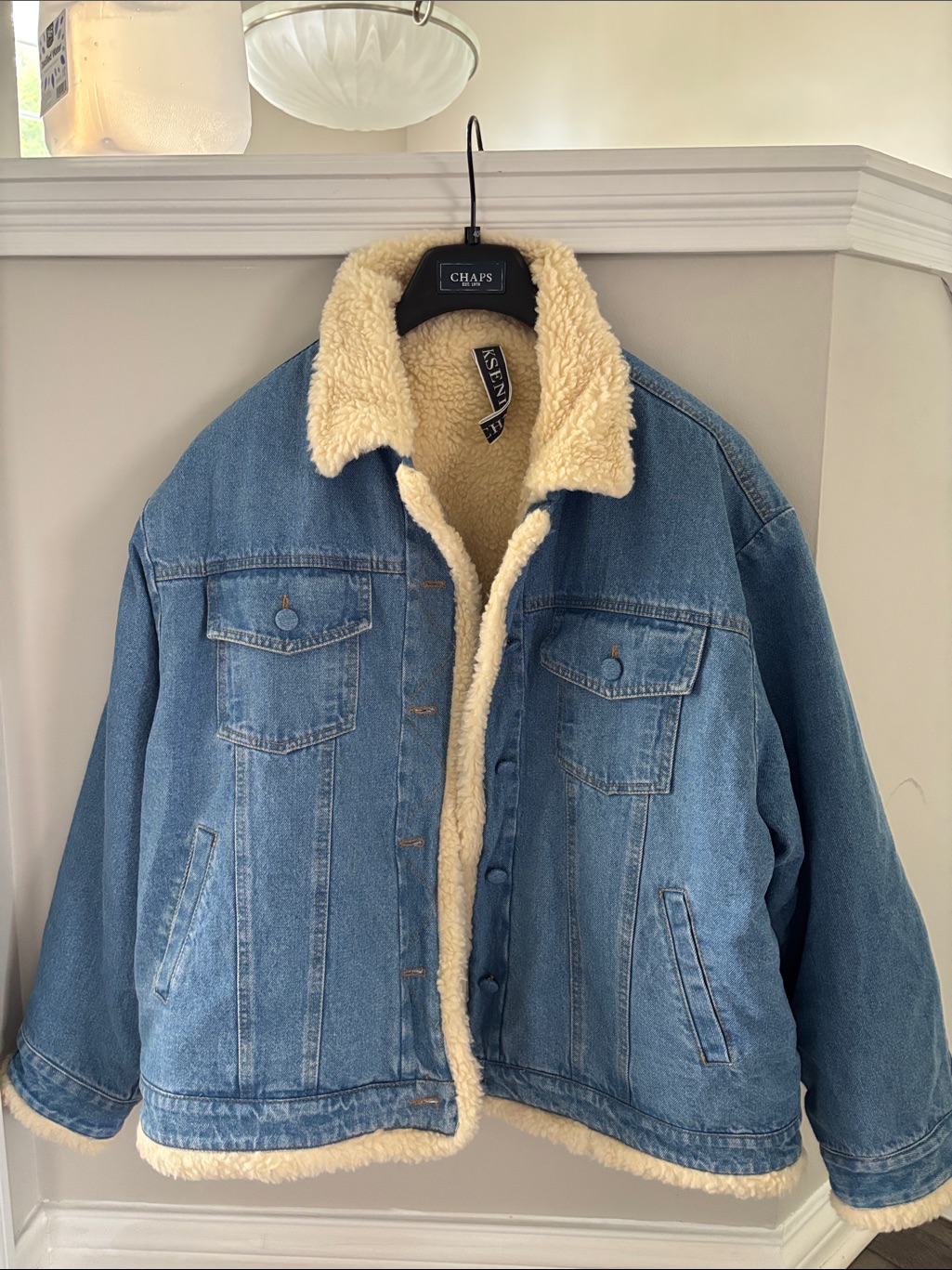 Ksenia Schnaider Sherpa Lined Denim Jacket L Xl